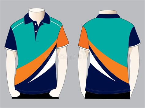 Turquoise-Orange-Navy Short Sleeve Polo Shirt Design Stock Illustration - Illustration of ...