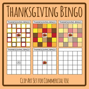 Thanksgiving Bingo Templates Game Clip Art by Hidesy's Clipart | TpT