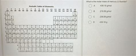 Solved What is the molar mass of mercury (1) fluoride? А | Chegg.com