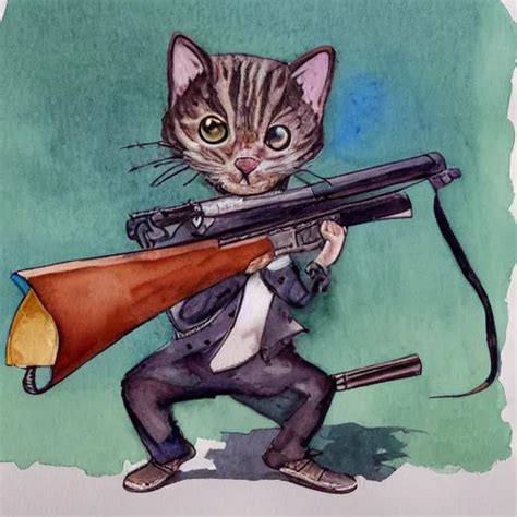 an anthropomorphic cat using a sniper rifle to hunt a | Stable ...