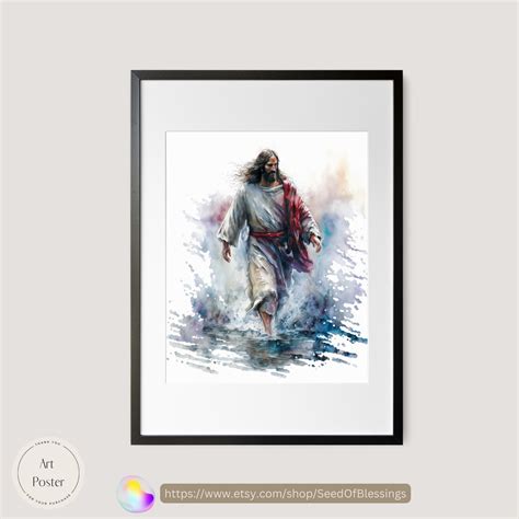 Jesus Walking on Water Portrait Christian Art Religious - Etsy