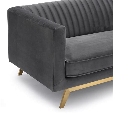 Liv Modern Dark Grey Channel Tufted Velvet Sofa | Cymax Business