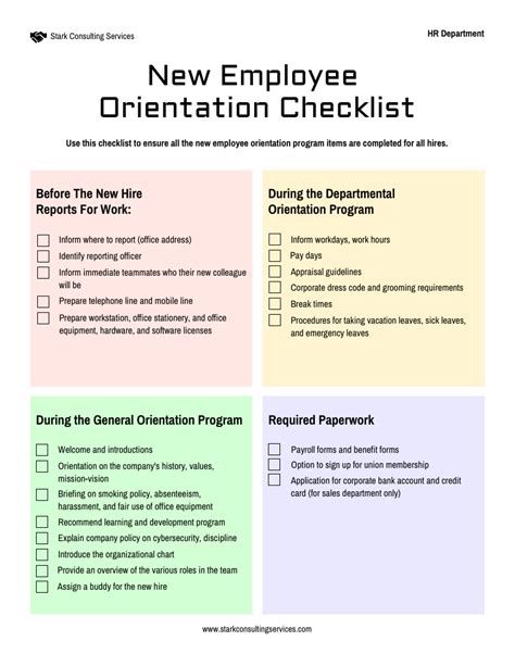 New Hire Orientation Schedule Template