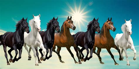 Vastu 7 Running Horses Painting For Home Decoration Painting Size- 48 ...
