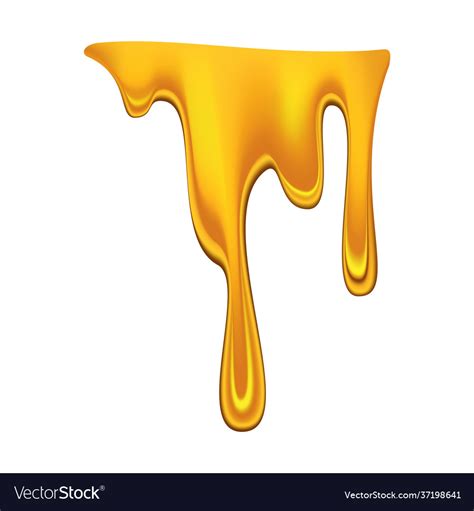 Honey dripping on white background golden flow Vector Image