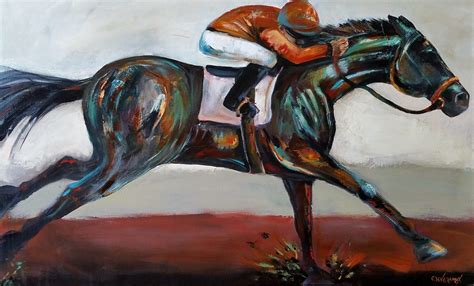 ‘Run’ original contemporary race horse painting - acrylic, plaster ...