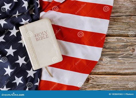 Prayer for America in Holy Bible Over USA Flag Background Stock Image - Image of religion ...