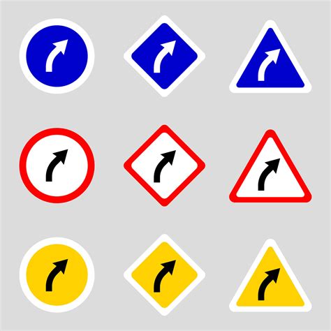 Right curve ahead sign. Vector illustration. 27375016 Vector Art at ...