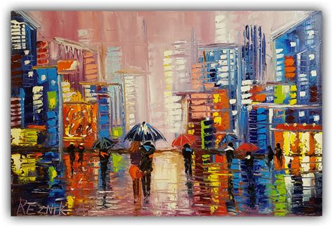 Colorful Cityscape 40*60Cm, Painting by Anna Reznik | Artmajeur