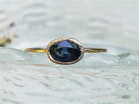 Blue Sapphire Ring in Solid 14k Gold Unique Sapphire Ring - Etsy