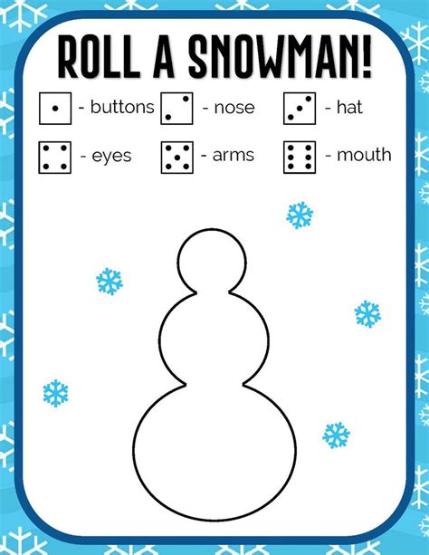 Roll A Snowman Dice Game for kids | Christmas games for kids, Fun christmas games, Kids christmas