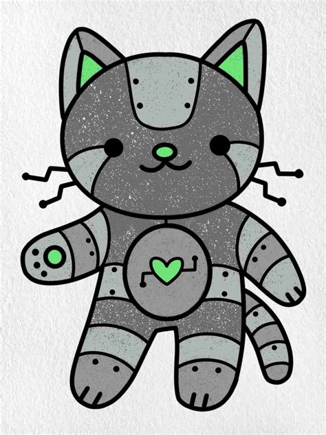 Robot Cat Drawing - HelloArtsy