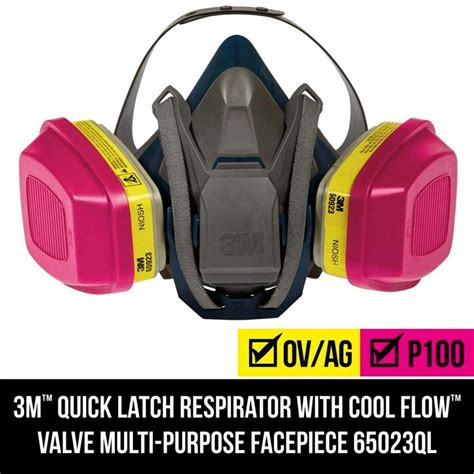 3M OV/AG P100 Pro Multi-Purpose Reusable Respirator With Quick Latch, Size Medium 65023QLHA1-C ...