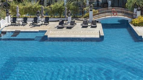 Top View of a Large Swimming Pool with Clear Blue Water. Stock Photo ...