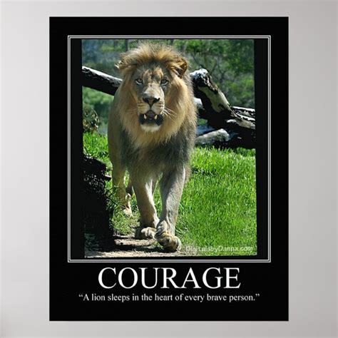 COURAGE Large Gloss Poster - Lion (Motivational) | Zazzle.com