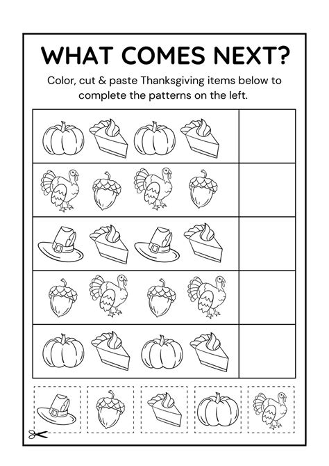 Thanksgiving pattern worksheets | TPT - Worksheets Library