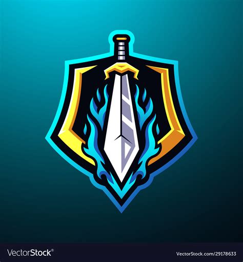 Sword mascot logo desain Royalty Free Vector Image