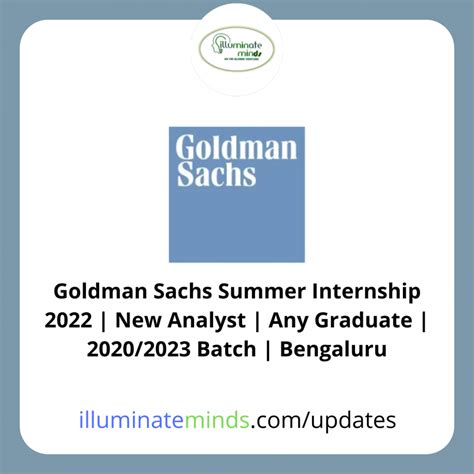 Goldman Sachs Summer Internship 2022 | New Analyst | Any Graduate ...