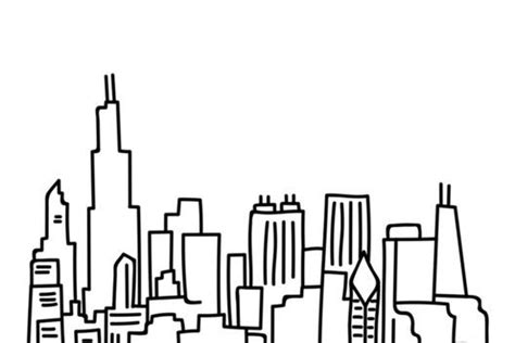 Chicago Skyline Outline Drawing | Free download on ClipArtMag