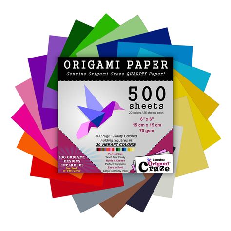 Buy Origami Craze Paper 500 Sheets, Premium Quality for Arts and Crafts, 6-inch Square Sheets ...