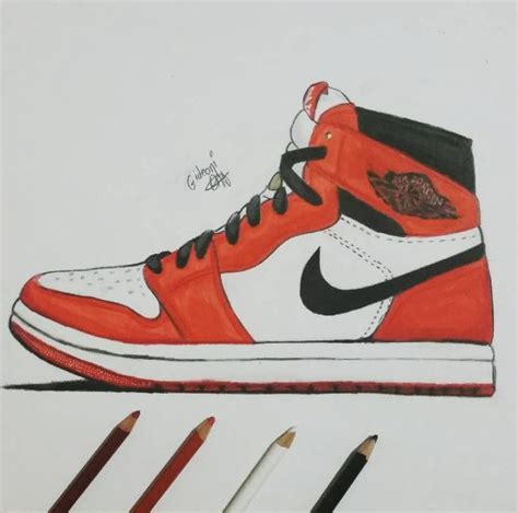 "Air Jordan 1 Retro Chicago" colored pencil drawing by me (2015 ...