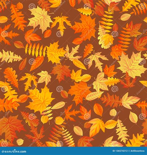 Autumn Leaves Background Seamless Pattern. EPS 10 Stock Vector - Illustration of floral ...