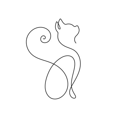 One Line Cat Design Silhouette Drawn | Line art drawings, Abstract line art, Line art tattoos