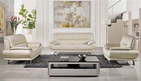 Bella Ivory Leather Living Room Sofa