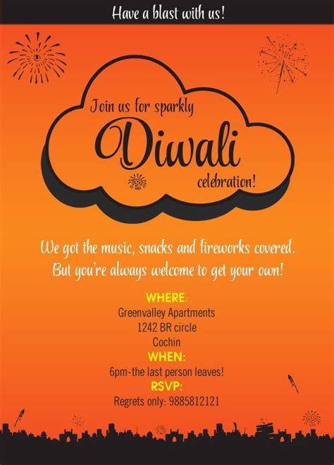 happy diwali invitation card 2 | Diwali party, Surprise birthday party ...