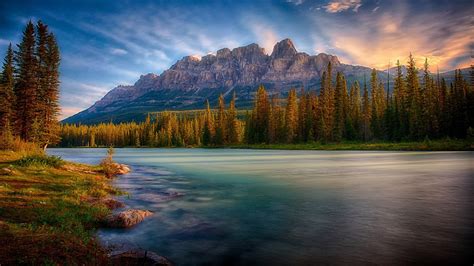 Landscape View Of Mountain Under Blue Sky And River Surrounded By Green Trees HD Nature ...