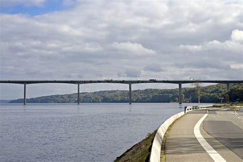 Vejle Fjord Bridge stock image. Image of road, harbour - 34491723