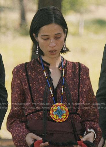 WornOnTV: Monica’s red floral dress on Yellowstone | Kelsey Asbille | Clothes and Wardrobe from TV