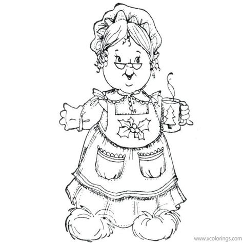 Mrs. Claus Coloring Pages Drinking - XColorings.com