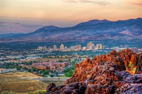 Reno Nevada Cityscape at Sunrise by Scott McGuire | Reno nevada, Nevada mountains, Nevada real ...