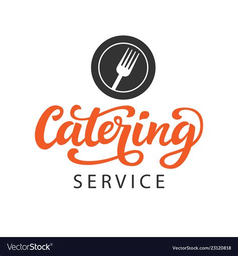 Catering logo badge with calligraphy Royalty Free Vector