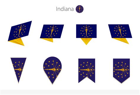 Indiana US State flag collection, eight versions of Indiana vector ...