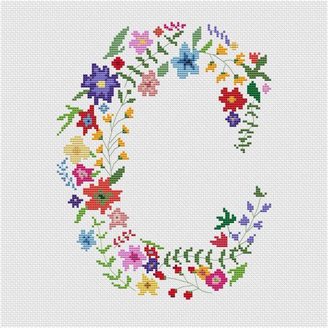 Floral Letter Cross Stitch Pattern Boho Monogram Embroidery - Etsy