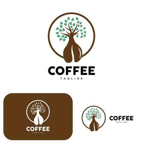 Coffee Logo, Coffee Tree Design, Cafe Drink Vector, Icon Brand ...