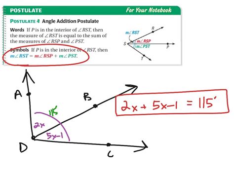 Geometry 1.4 - Angle Addition Postulate | Math, geometry, angles | ShowMe