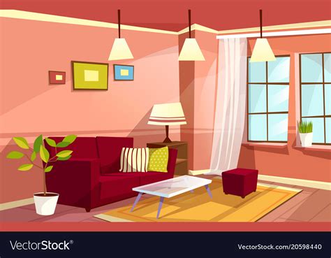 Living Room Cartoon Vector | Baci Living Room