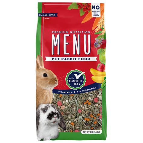 Menu Premium Rabbit Food - Timothy Hay Pellets Blend - Vitamin and Mineral Fortified, 8 lb ...