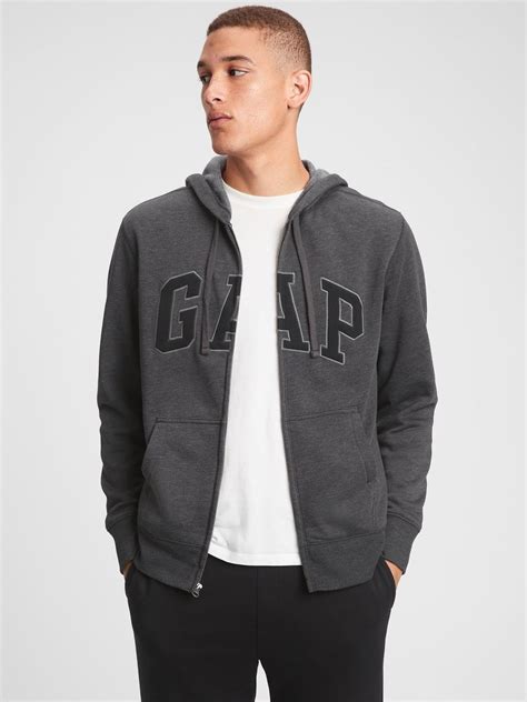 Gap Logo Zip Hoodie New Charcoal Grey