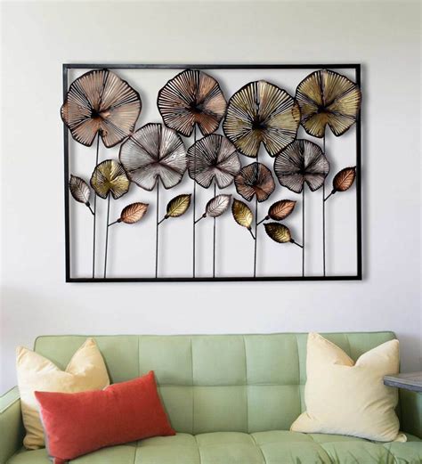 Buy Wrought Iron Framed Leaf Wall Art In Multicolor By Craftter Online - Floral Metal Art ...