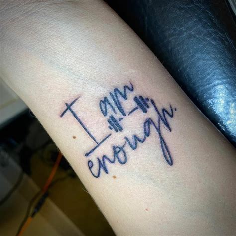 I Am Enough Tattoo With Flower – SkinTots.com