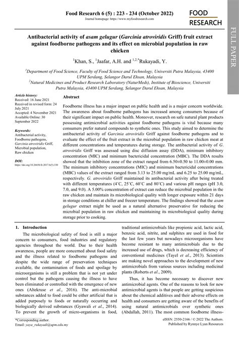 (PDF) Antibacterial activity of asam gelugur (Garcinia atroviridis ...