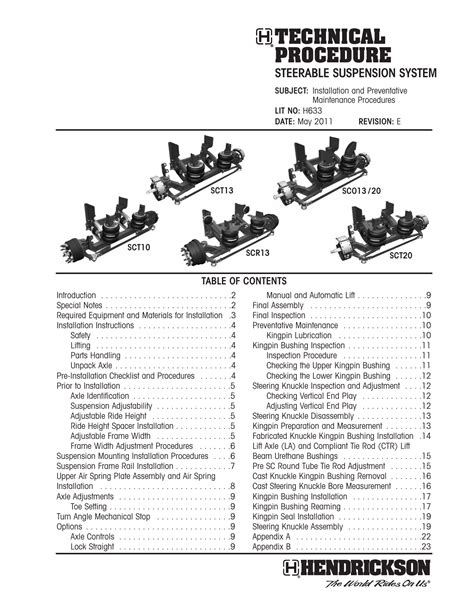 H633 - Steerable Lift Axle Installation Instructions | Manualzz