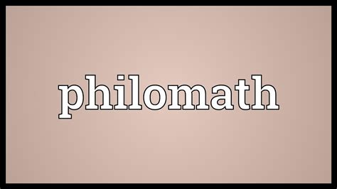 Philomath Meaning - YouTube