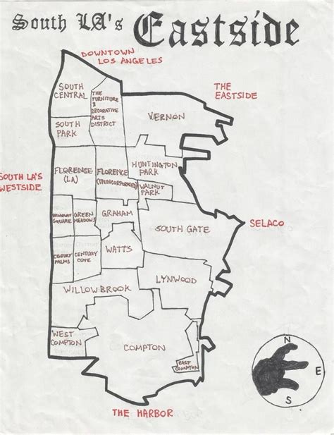 South LA's Eastside Drawing | Eastside, City drawing, Los angeles map