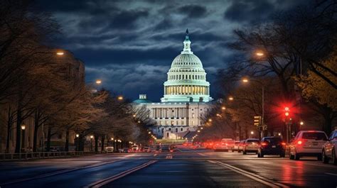 Premium AI Image | Night view of United States Capitol