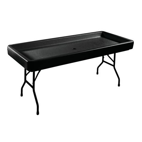 McCourt Fill'N Chill® Black Plastic Ice Table - 73"L x 31"W x 30 1/2"H